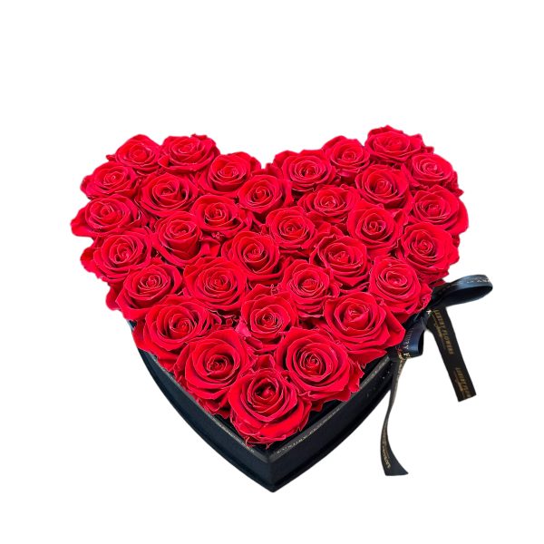 Trvácne ruže v boxe - červenočierne srdiečko XL