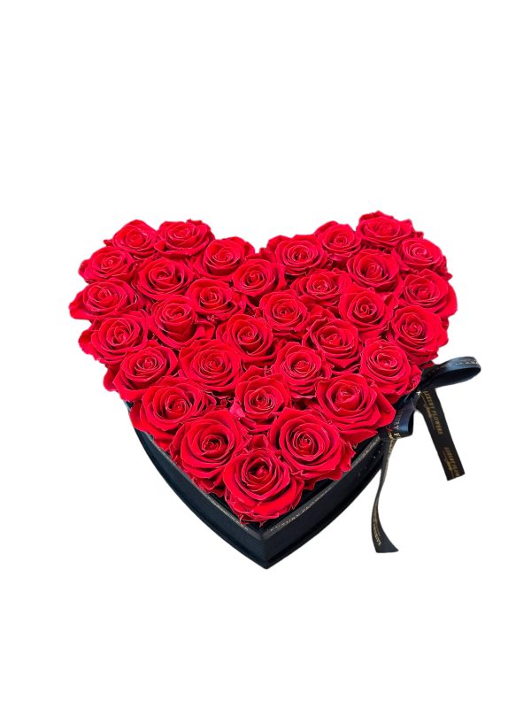 Trvácne ruže v boxe - červenočierne srdiečko XL