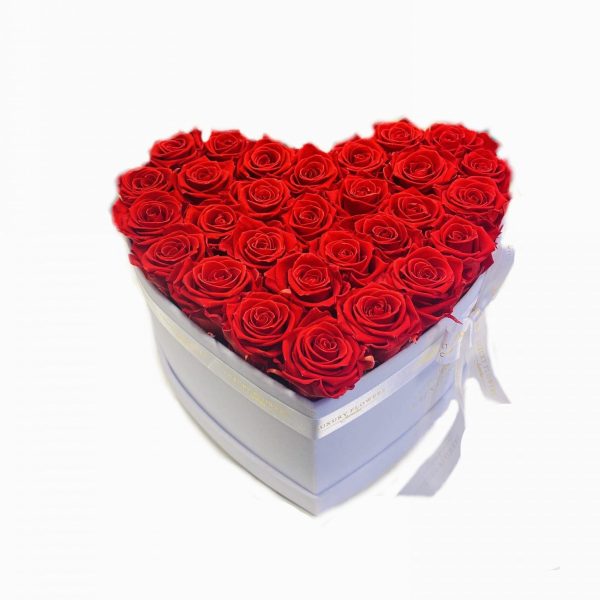 Trvácne ruže v boxe - červené srdiečko XL